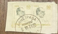 Mektup Zarfından Kesilmiş  / Postadan Geçmiş İkili Pul Filateli - 9 Temmuz 1971 Damgalı - ATATÜRK, 50 KURUŞ - Türkiye Cumhuriyeti