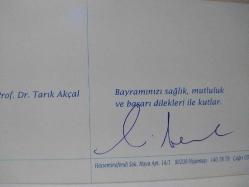 PROF.DR.TARIK AKÇAL'IN BAYRAM TEBRİK KARTPOSTALI,ARKASINA YAZILMAMIŞ,RENKLİ, 11 X 15 CM EBADINDA