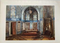 SANAT KARTPOSTALI-A.ÇİZGEN TARAFINDAN ÇİZİLMİŞ BAĞDAT KÖŞKÜ İÇİ RESMİ,İÇ KISMINA YAZILMAMIŞ,KAPAKLI,RENKLİ, 13 X 17 CM EBADINDA