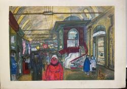 Efemera - SANAT KARTPOSTALI-CİHAT BURAK TARAFINDAN ÇİZİLMİŞ KAPALI ÇARŞI İÇİ RESMİ,İÇ KISMINA YAZILMAMIŞ,KAPAKLI,RENKLİ, 13 X 17 CM EBADINDA - kitantik - kitaLog