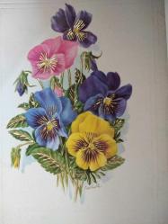 SANAT KARTPOSTALI-RENGARENK ÇİÇEKLER RESMİ,İÇ KISMINA YAZILMIŞ,KAPAKLI,RENKLİ, 13 X 19 CM EBADINDA