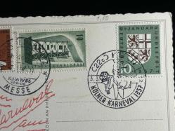 Almanya Köln Katedrali kartpostal 1956 - 1956 Karneval Sadece Koleksiyonular için damgalı