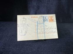 Antiye ALMANYA REİCH DÖNEMİNE AİT 1910 Yılında postadan geçmiş Posta Kartı Damgalı Kendinden Pullu 7 1/2  Pfennig  ve 2 1/2  Pullu Germania Deutsches Reich