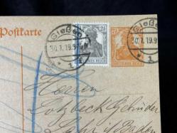 Antiye ALMANYA REİCH DÖNEMİNE AİT 1910 Yılında postadan geçmiş Posta Kartı Damgalı Kendinden Pullu 7 1/2  Pfennig  ve 2 1/2  Pullu Germania Deutsches Reich