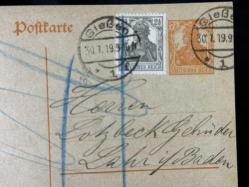 Antiye ALMANYA REİCH DÖNEMİNE AİT 1910 Yılında postadan geçmiş Posta Kartı Damgalı Kendinden Pullu 7 1/2  Pfennig  ve 2 1/2  Pullu Germania Deutsches Reich