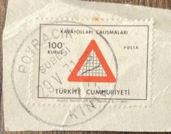 Mektup Zarfından Kesilmiş  / Postadan Geçmiş Pul Filateli - Kınık, 29 Mayıs 1971 Damgalı - KARAYOLLARI ÇALIŞMALARI, 100 KURUŞ - Türkiye Cumhuriyeti