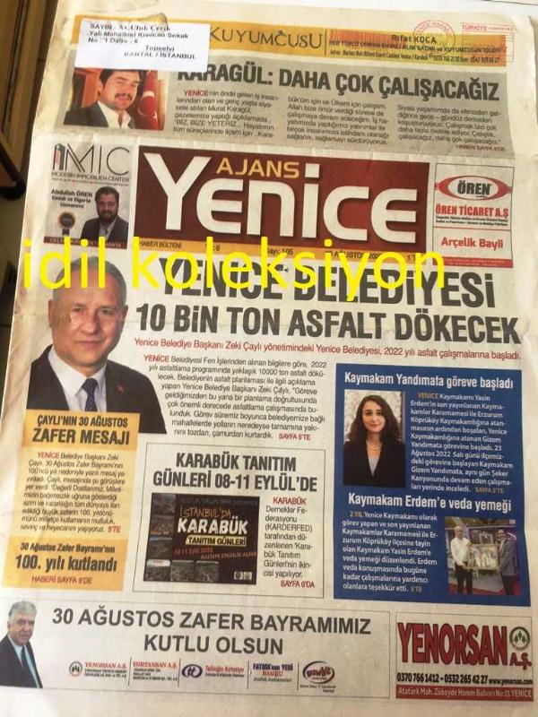 KARABÜK AJANS YENİCE GAZETESİ YEREL TAŞRA BASINI 30 Ağustos 2022  