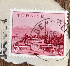 Mektup Zarfından Kesilmiş  / Postadan Geçmiş Pul Filateli - 1961 Damgalı - VAN, 5 PARA - Türkiye Cumhuriyeti