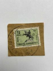 Mektup Zarfından Kesilmiş  / Postadan Geçmiş Pul Filateli - Ankara Yenişehir 18 Kasım 1968 Damgalı - ATLI ATATÜRK 1967 SAMSUN , 10 KURUŞ - Türkiye Cumhuriyeti