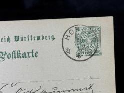 1898 Almanya Würrtemberg Krallığı Postakartı Antiye Resmi Pul 5 Pfennig Amtlicher Verkehr ve damgalı Königreich Württemberg