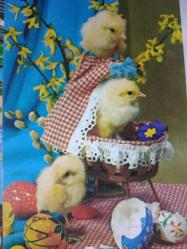 RENGARENK PASKALYA YUMURTALARI VE MİNİK SARI CİVCİVLER KARTPOSTALI,ARKASINA YAZILMAMIŞ,RENKLİ, 9 X 14 CM EBADINDA