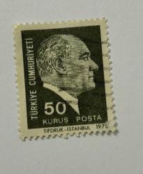 Mektup Zarfından Kesilmiş  / Postadan Geçmiş Pul Filateli - Damgalı - ATATÜRK 1978 , 50 KURUŞ - Türkiye Cumhuriyeti