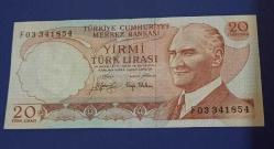 6 emisyon 3 tertip 20 Lira Çil F 03 cct