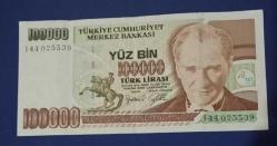 7 emisyon 3 tertip 100 Bin Lira çil I 44 seri (1996-2001)