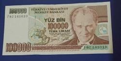 7 emisyon 3 tertip 100 Bin Lira çil F 82 141010 (1996-2001)