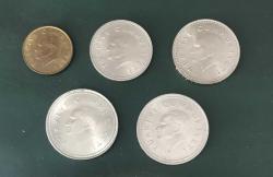 1993 CUMHURİYET MADENİ PARALARI 100 LİRA ,1.000 LİRA ,2.500 LİRA ,5.000 LİRA ( TERS-DÜZ ) ÇİLLL