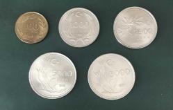 1993 CUMHURİYET MADENİ PARALARI 100 LİRA ,1.000 LİRA ,2.500 LİRA ,5.000 LİRA ( TERS-DÜZ ) ÇİLLL