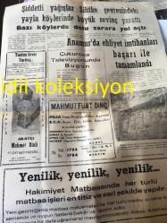 MERSİN HAKİMİYET GAZETESİ YEREL TAŞRA BASINI--  19 Haziran 1975 Yıl :23 Sayı :7171--Milli Ürünlerimizin Değerlendirilmesi  :M. Emin Yıldız --Refik Koraltan caddesi  adı verilen  caddeye levha asma töreni bugün yapılacak --Mersin Ticaret ve Sanayi Odasının Aylık Bültenine Göre  :Limanımızda yapılan  ihracatta  noksanlık ve ithalatta ise  fazlalık görüldü--Şiddetli yağışlar Silifke  çevresindeki yayla  köylerinde büyük sevinç yarattı bazı köylerde dolu zarara yol açtı --- Anamur da ehliyet imtihanları  başarı ile tamamlandı **