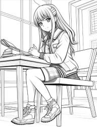 Anime Sevimli Kız Boyama Kitabı (50 SÜPER Boyama)