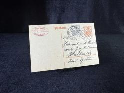 Antiye 1918 yılından Almanya Germania Pullu 2 1/2 Pfennig ve Germania 7 1/2 Pfennig kendinden Pullu Postakartı