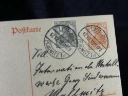 Antiye 1918 yılından Almanya Germania Pullu 2 1/2 Pfennig ve Germania 7 1/2 Pfennig kendinden Pullu Postakartı