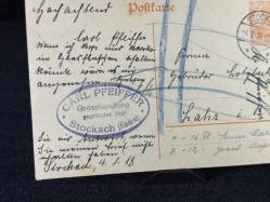 Antiye 1918 yılından Almanya Germania 7 1/2 Pfennig kendinden Pullu Postakartı
