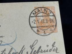 Antiye 1918 yılından Almanya Germania 7 1/2 Pfennig kendinden Pullu Post kartı postadan geçmiş
