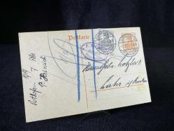 Antiye 1919 yılından Almanya Germania Pullu 2 1/2 Pfennig ve Germania 7 1/2 Pfennig kendinden Pullu Postakartı