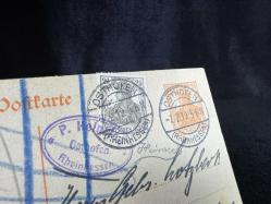 Antiye 1919 yılından Almanya Germania Pullu 2 1/2 Pfennig ve Germania 7 1/2 Pfennig kendinden Pullu Postakartı