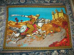 Antika - BASKI - HAZRETİ ALİ'NİN HAYBER KALESİNİ FETHİ TEMALI DUVAR HALISI - 98X140 CM - kitantik - kitaLog