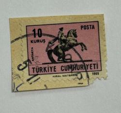 Mektup Zarfından Kesilmiş  / Postadan Geçmiş Pul Filateli - 5 Kasım Damgalı - ATLI ATATÜRK ANTAKYA 1968 , 10 KURUŞ - Türkiye Cumhuriyeti