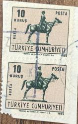 Mektup Zarfından Kesilmiş  / Postadan Geçmiş İkili Pul Filateli - Damgalı - ATLI ATATÜRK BURSA, 10 KURUŞ - Türkiye Cumhuriyeti