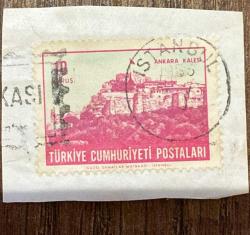 Mektup Zarfından Kesilmiş  / Postadan Geçmiş Pul Filateli - İstanbul Damgalı - ANKARA KALESİ, 10 KURUŞ - Türkiye Cumhuriyeti