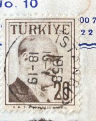 Mektup Zarfından Kesilmiş  / Postadan Geçmiş Pul Filateli - İstanbul, 1958 Damgalı - ATATÜRK, 20 PARA - Türkiye Cumhuriyeti