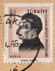 Mektup Zarfından Kesilmiş  / Postadan Geçmiş Pul Filateli - 25 Nisan 1966 Damgalı - TEVFİK FİKRET, 10 KURUŞ - Türkiye Cumhuriyeti