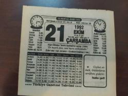 TAKVİM YAPRAĞI 21 EKİM 1992