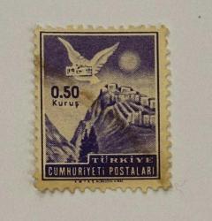 Mektup Zarfından Kesilmiş  / Postadan Geçmiş Pul Filateli - MEKTUP TAŞIYAN GÜVERCİN , 0,50 KURUŞ - Türkiye Cumhuriyeti