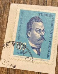 Mektup Zarfından Kesilmiş  / Postadan Geçmiş Pul Filateli - Damgalı - AHMET RASİM, 100 KURUŞ - Türkiye Cumhuriyeti