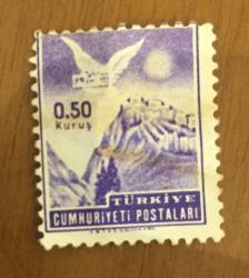 Mektup Zarfından Kesilmiş  / Postadan Geçmiş Pul Filateli - Mektup taşıyan güvercin, 0,50 KURUŞ - Türkiye Cumhuriyeti