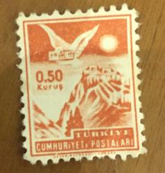 Mektup Zarfından Kesilmiş  / Postadan Geçmiş Pul Filateli - Mektup taşıyan güvercin, 0,50 KURUŞ - Türkiye Cumhuriyeti