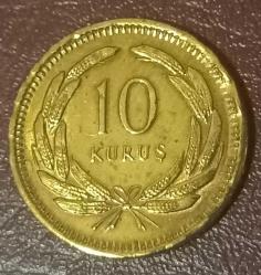 1956 10 Kuruş Düz Çil