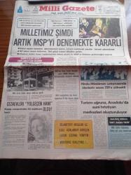 Milli Gazete - 18 Ağustos 1980 - Galatasaray Fenerbahçe'ye Hafif Geliyor - Trabzonspor'un Teknik Direktörü Özkan Sümer Taraftar Futbola Küstü - Necmettin Erbakan Milletimiz Şimdi Artık Milli Selamet Partisini Dinlemekte Kararlı - Milli Görüş Kültür Sarayı Saldırıya Uğradı - Tecavüze Uğrayan Türk İslam Sentezi'nin Amansız Müdafii Ses Sanatçısı MHP Adana Kadın Kolları Başkanı Mürevvet Kekilli - Hindu Müslüman Çatışmasında Ölenlerin Sayısı 239'a Yükseldi