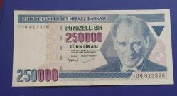 7 Emisyon 3 tertip 250 Bin Lira çil I 36 seri 1998-2006)