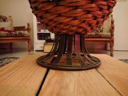 demir üstüne hasır örgü kuru çiçek saksısı  boy 54cm  -  agız açıklığı 20cm