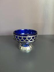 Çekoslovak metal hazneli kobalt cam sunumluk