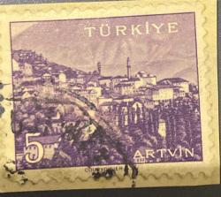 Mektup Zarfından Kesilmiş  / Postadan Geçmiş Pul Filateli - Damgalı - ARTVİN, 5 PARA - Türkiye Cumhuriyeti
