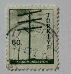 Mektup Zarfından Kesilmiş  / Postadan Geçmiş Pul Filateli - Bursa 30 Ocak 1963 Damgalı - Telekomünikasyon , 60 Para - Türkiye Cumhuriyeti