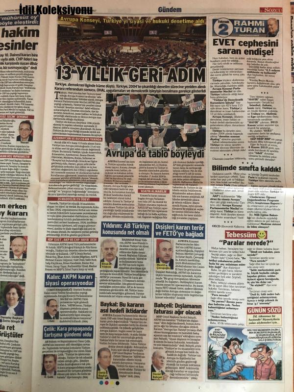 Sözcü Gazetesi 26 Nisan 2017 Uğur Dündar Yılmaz Özdil Emin  