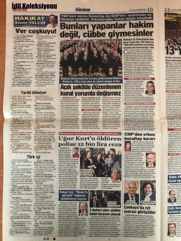 Sözcü Gazetesi 26 Nisan 2017 Uğur Dündar Yılmaz Özdil Emin  