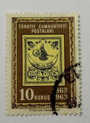 Mektup Zarfından Kesilmiş  / Postadan Geçmiş Pul Filateli - TÜRKİYE CUMHURİYETİ POSTALARI 100. YIL Temalı Pul 1863-1963, 10 KURUŞ - Türkiye Cumhuriyeti